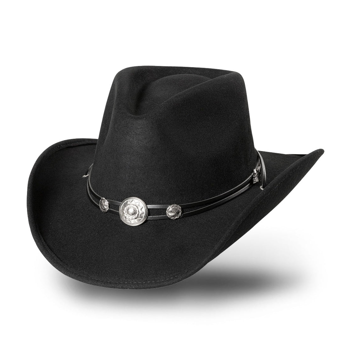 Idaho Black – Moldable Wool Felt Western Cowboy Hat with Concho Band