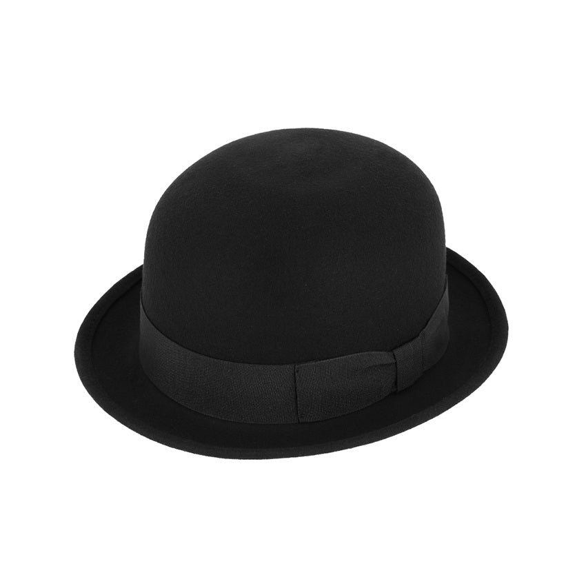 Classic Black Wool Felt Bowler Hat – Grosgrain Ribbon
