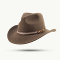 Sandstone – 100% Wool Western Hat with Two-Tone Leather Band
