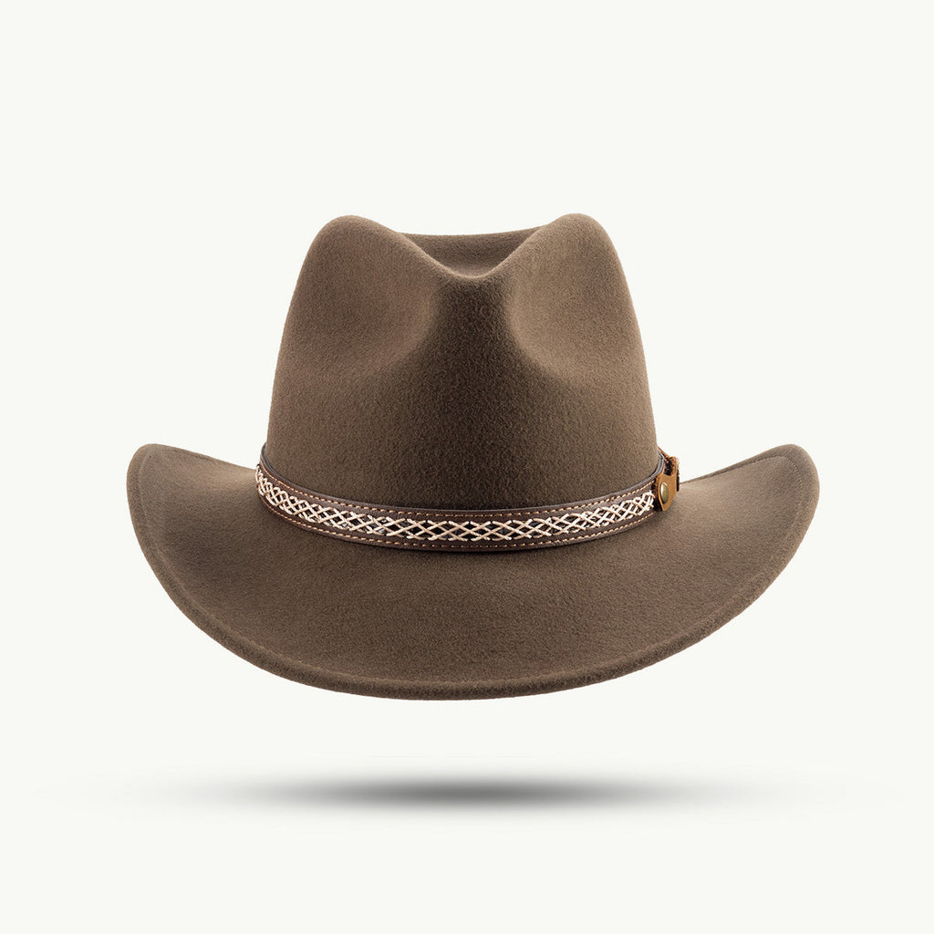 Sandstone – 100% Wool Western Hat with Two-Tone Leather Band