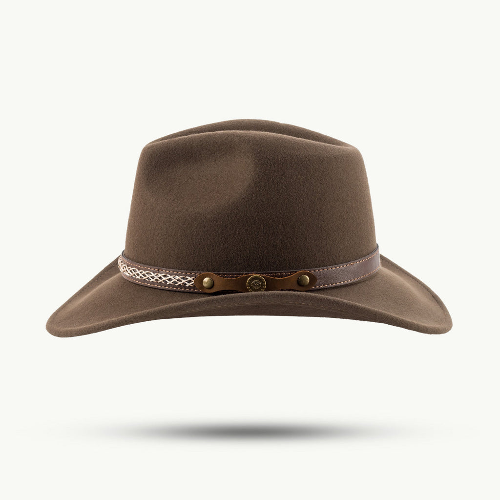 Sandstone – 100% Wool Western Hat with Two-Tone Leather Band