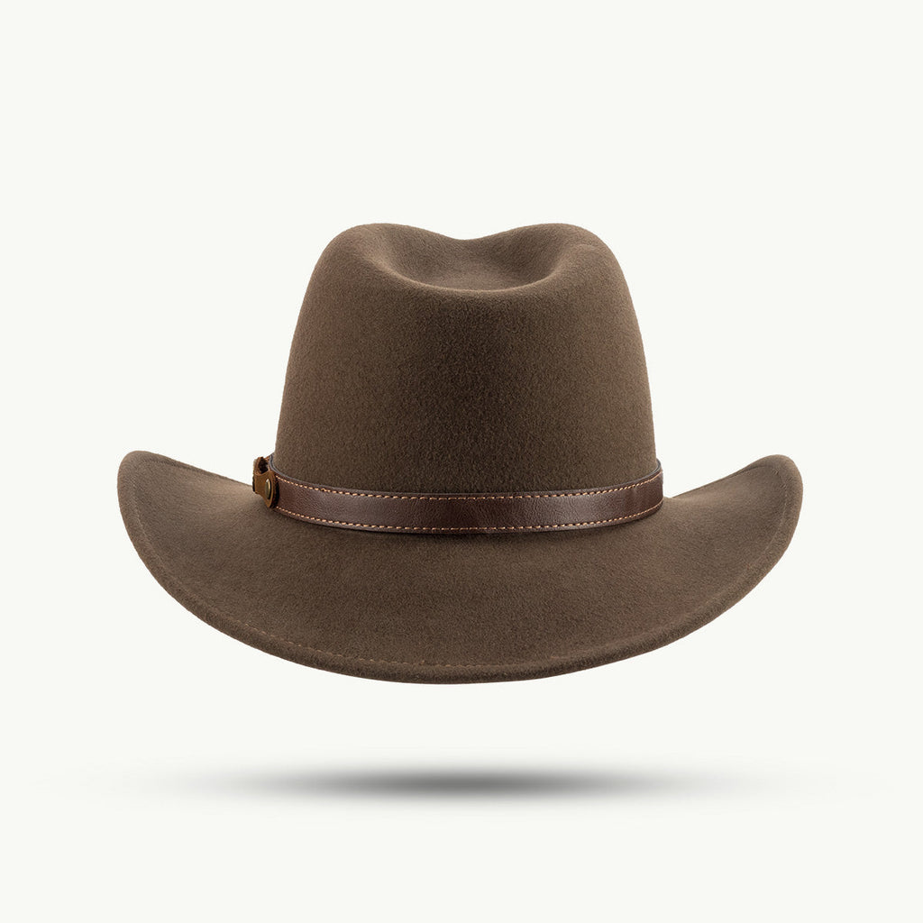 Sandstone – 100% Wool Western Hat with Two-Tone Leather Band