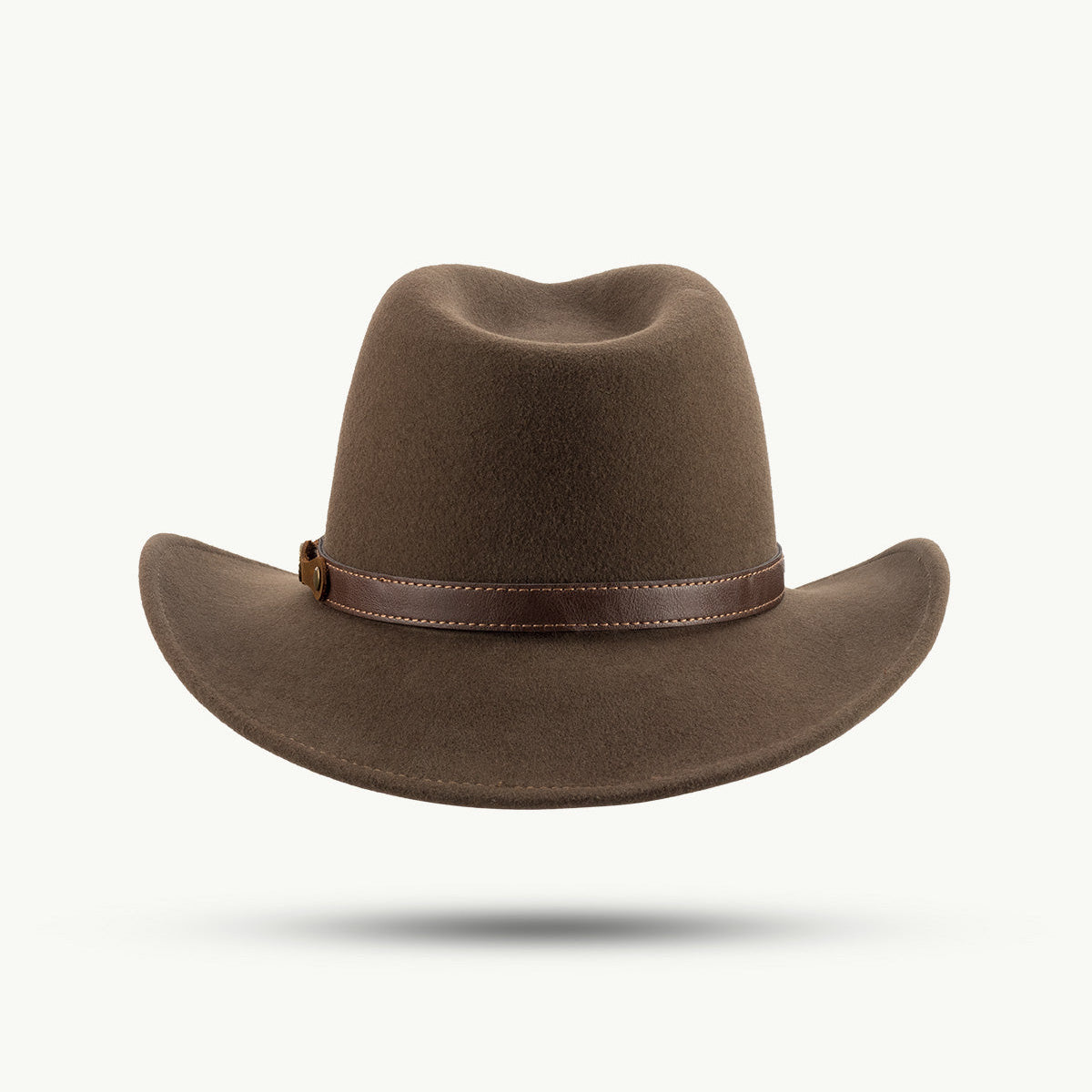Sandstone – 100% Wool Western Hat with Two-Tone Leather Band