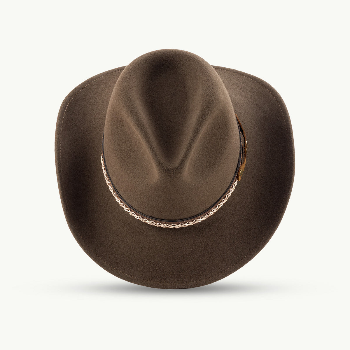 Sandstone – 100% Wool Western Hat with Two-Tone Leather Band