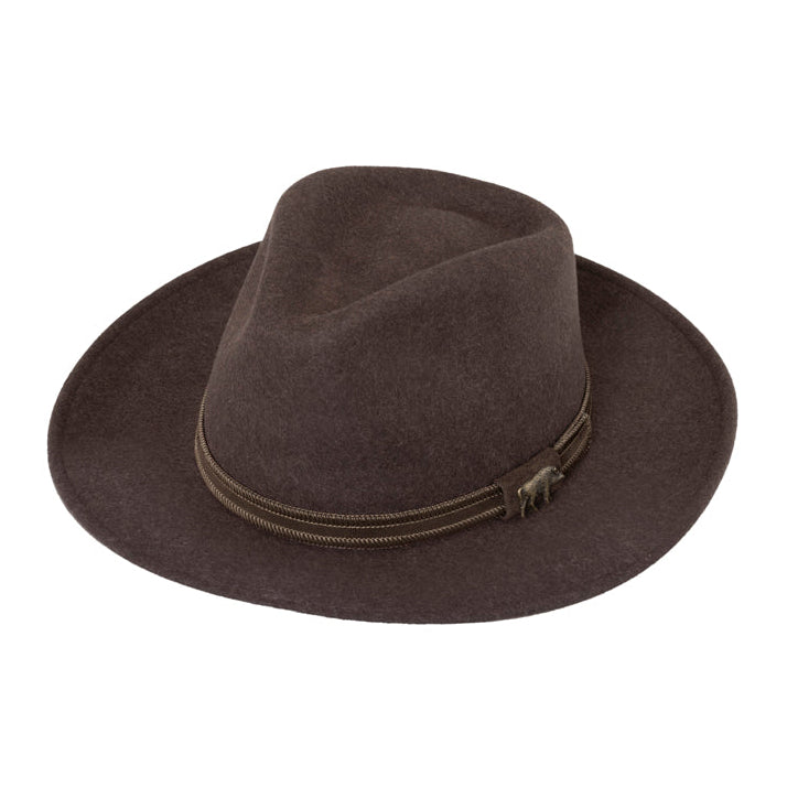 Fedora – Wool Melange Hat with Wild Boar Pin & Leather Band