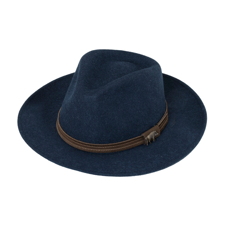 Fedora – Wool Melange Hat with Wild Boar Pin & Leather Band