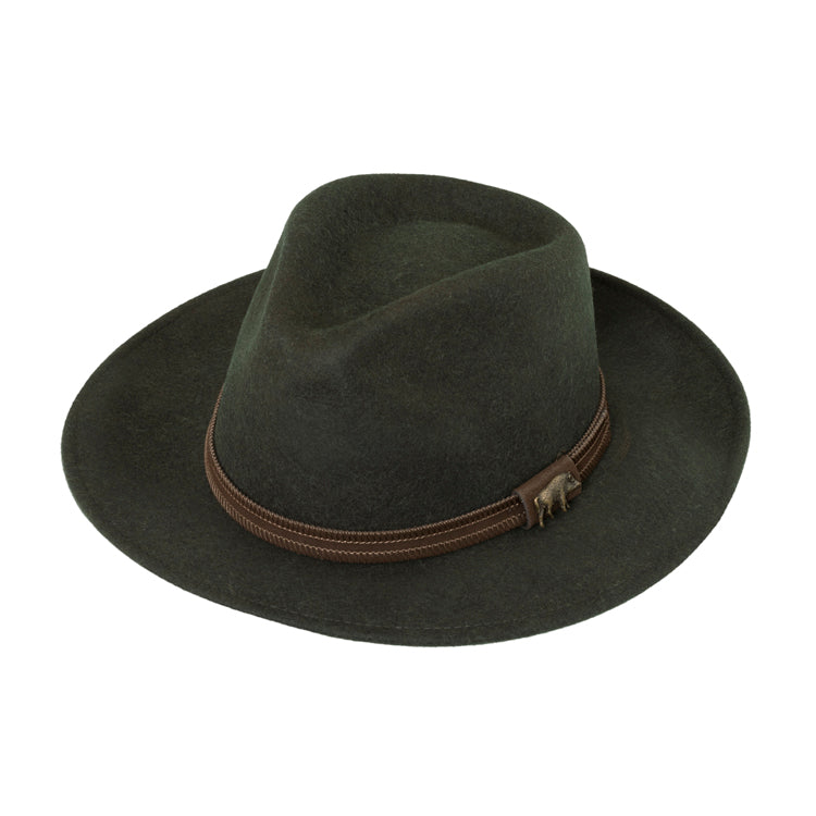 Fedora – Wool Melange Hat with Wild Boar Pin & Leather Band