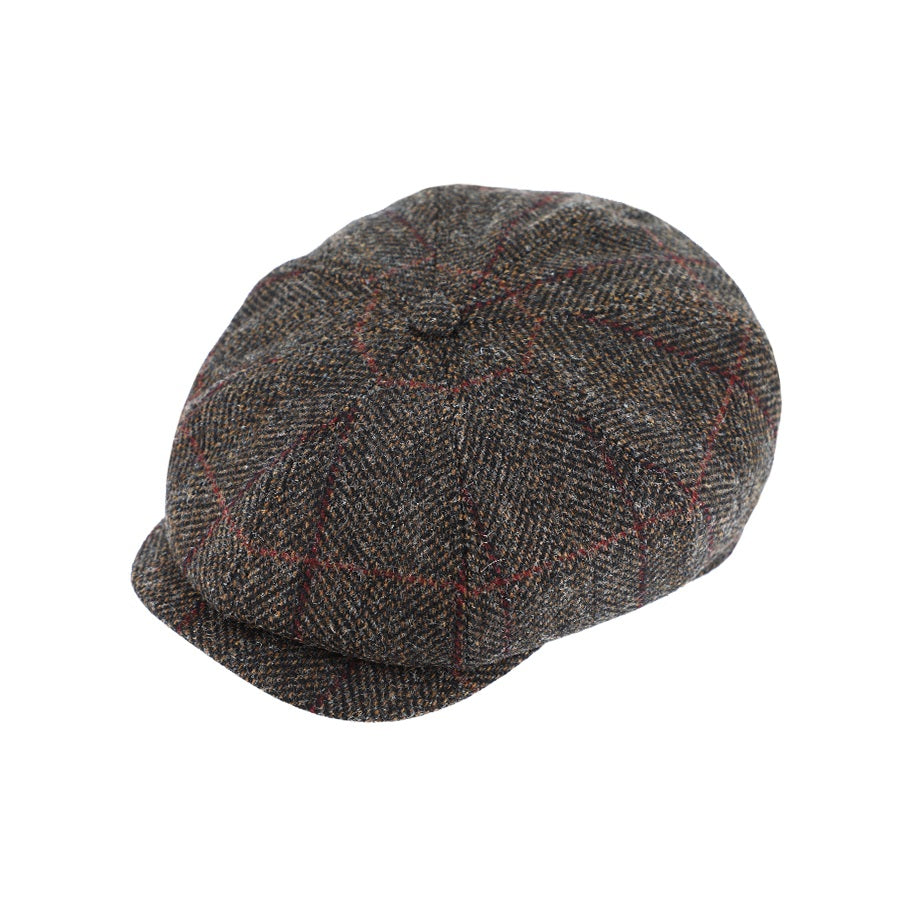 Fiebig Harris Tweed 8-Panel Flat Cap – 100% Virgin Wool