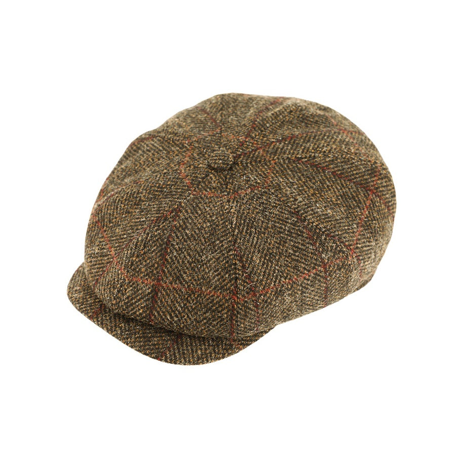 Fiebig Harris Tweed 8-Panel Flat Cap – 100% Virgin Wool
