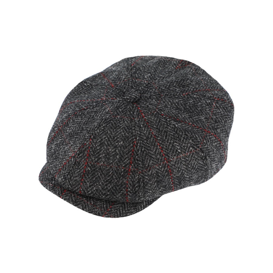 Fiebig Harris Tweed 8-Panel Flat Cap – 100% Virgin Wool