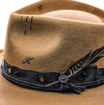 Handmade fedora felt hat Quinn - Vintage Style Sand Wool Felt Hat