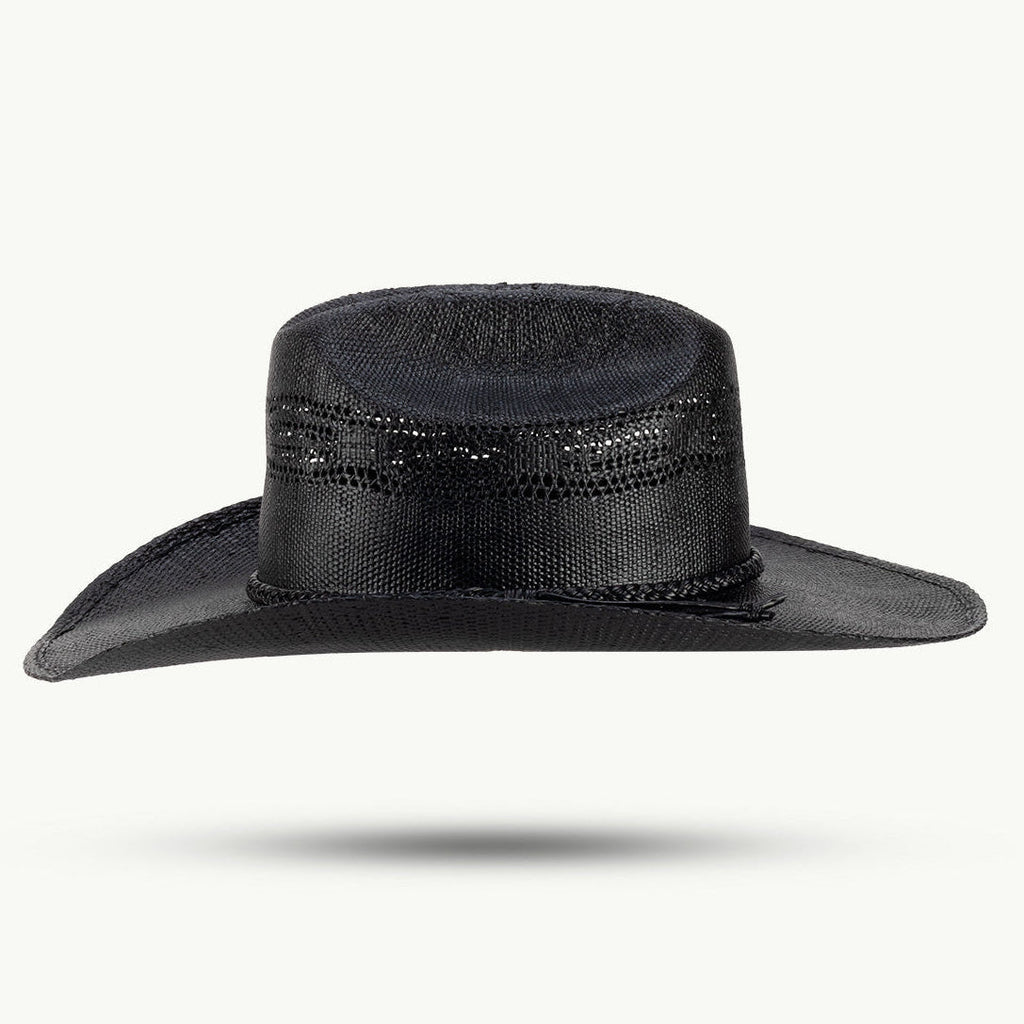 The Gunlock Western Hat is crafted for adventurers who live the cowboy life and want to express their character through authentic style. Made from dimensionally stable black paper straw, this hat delivers robust construction with classic Western appeal.