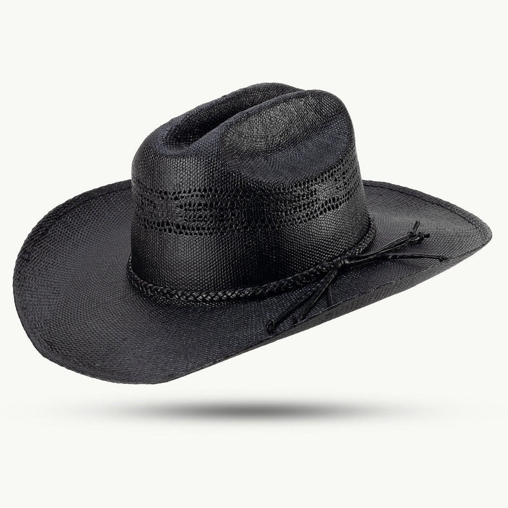 The Gunlock Western Hat is crafted for adventurers who live the cowboy life and want to express their character through authentic style. Made from dimensionally stable black paper straw, this hat delivers robust construction with classic Western appeal.