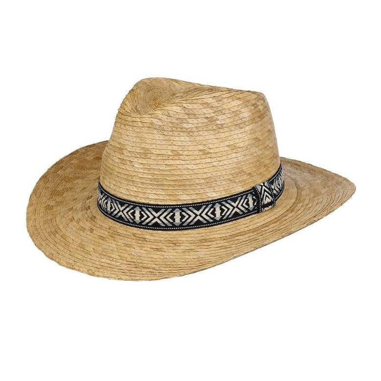 Straw Summer Western Hat Aztec Ribbon