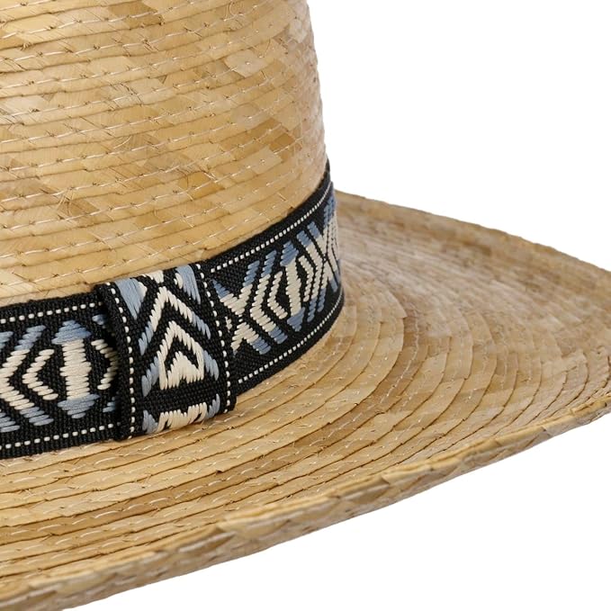Straw Summer Western Hat Aztec Ribbon