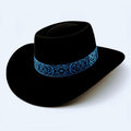 Ballad – Black Wool Felt Western Gambler Hat with Rustic pattern Hatband