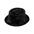 Black Leather Porkpie Hat - Vintage Fiebig Leader Style