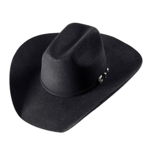 Premium Black Wool Felt Western Hat - Wyoming Collection. Make a bold statement with this exclusive black western cowboy hat. Crafted from 100% premium wool felt and featuring a distinctive hat band with rhinestone-studded buckle, the Wyoming combines classic western style with modern durability.