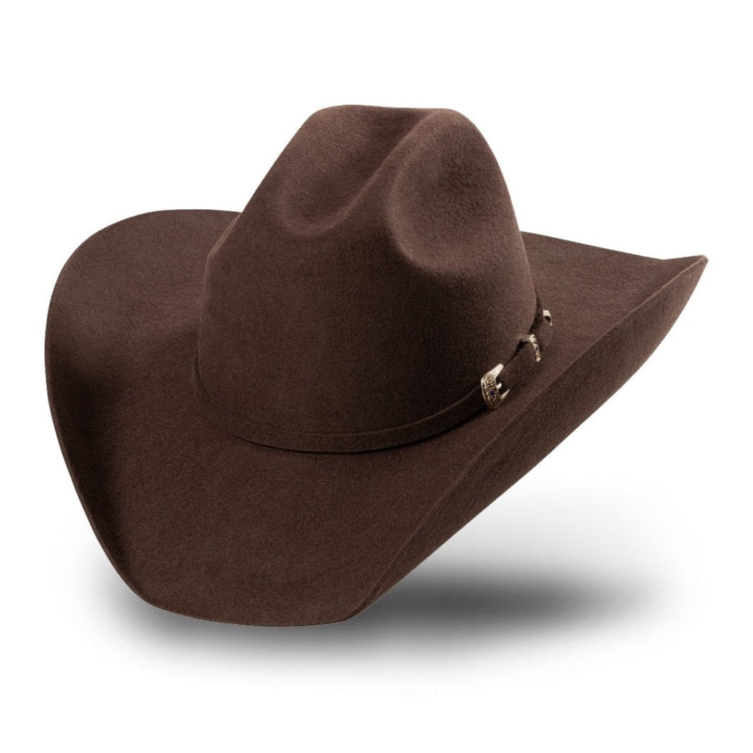 Brown Wool Felt Western Cowboy Hat - Wyoming with Rhinestone Buckle