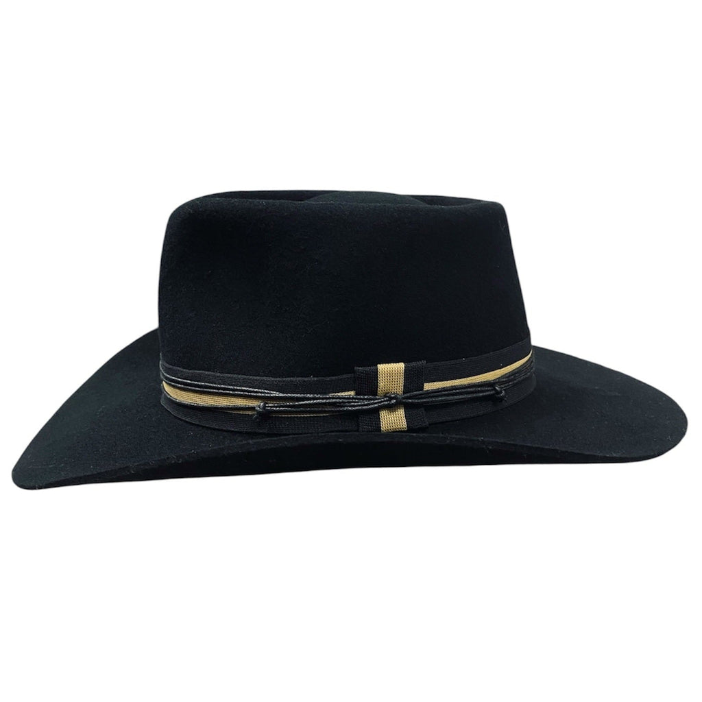 Bullhead – Wool Felt Western Cowboy Hat with striped ribbon