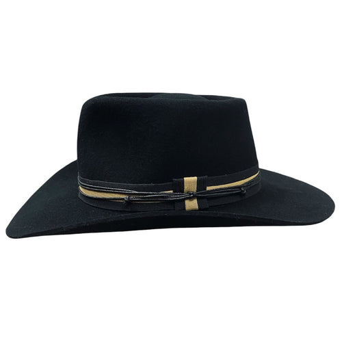 Bullhead – Wool Felt Western Cowboy Hat with striped ribbon