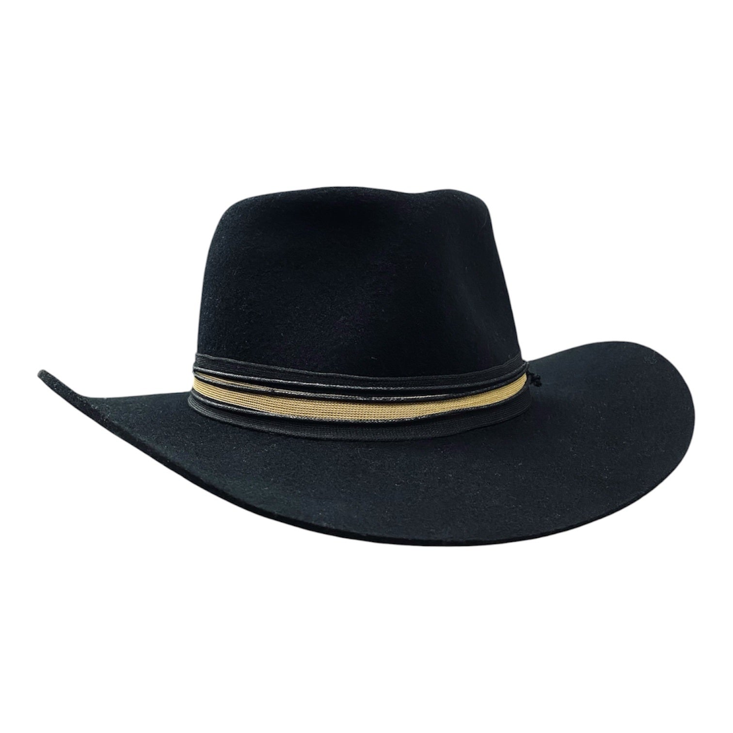 Bullhead – Wool Felt Western Cowboy Hat with striped ribbon