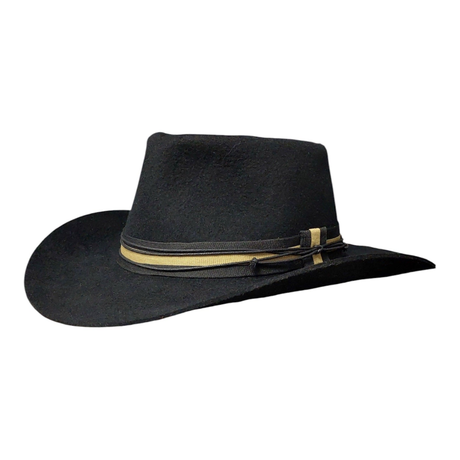 Bullhead – Wool Felt Western Cowboy Hat with striped ribbon