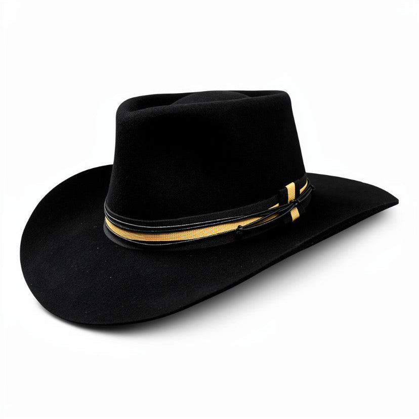 Bullhead – Wool Felt Western Cowboy Hat with striped ribbon