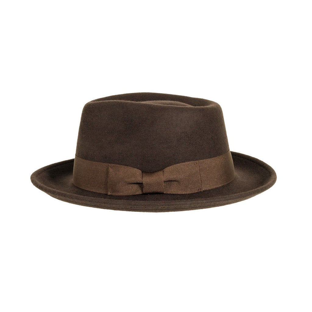 Crushable Wool Felt Fedora Hat Newark Brown - classic Hat