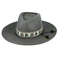 Gray Wool Fedora – Wide Brim Hat with Subtle Patterns & Cord Finish
