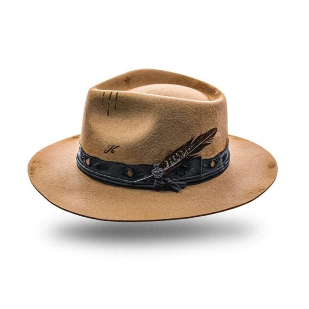 Handmade fedora felt hat Quinn - Vintage Style Sand Wool Felt Hat