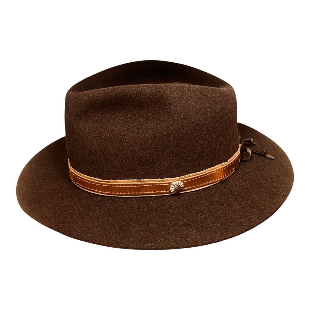 Hatson Chestnut – Rabbit Felt Fedora with Brown Leather Hatband