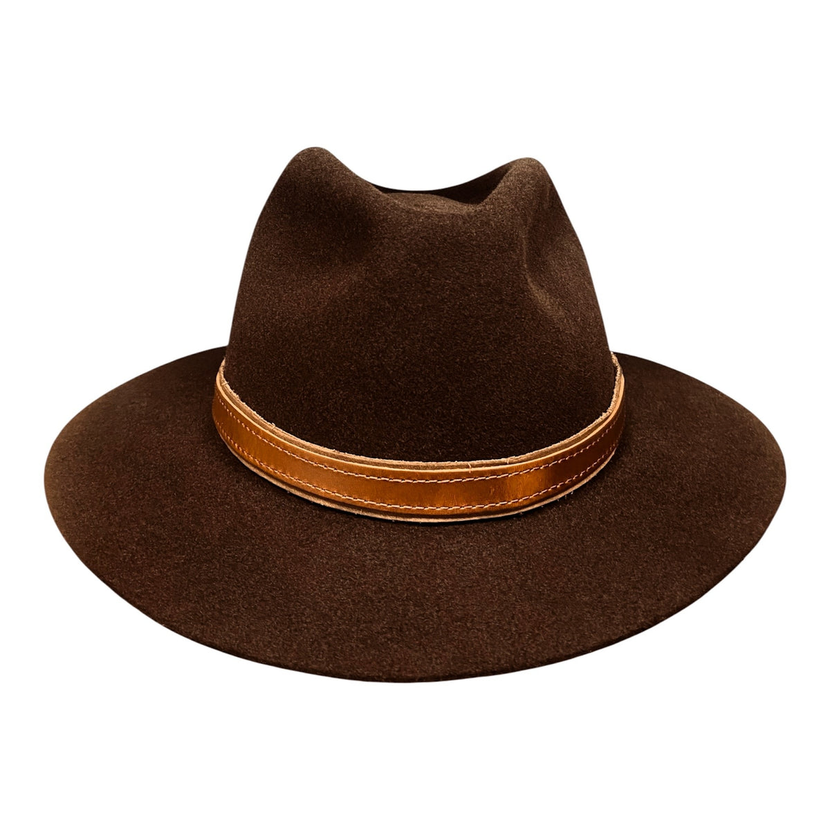 Hatson Chestnut – Rabbit Felt Fedora with Brown Leather Hatband