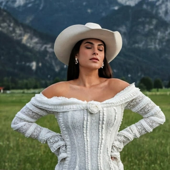 White Wool Felt Western Cowboy Hat Wyoming Silverbelly