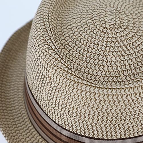 Melange Pork Pie Hat Grosgrain Ribbon - Unisex Travel Hat beige