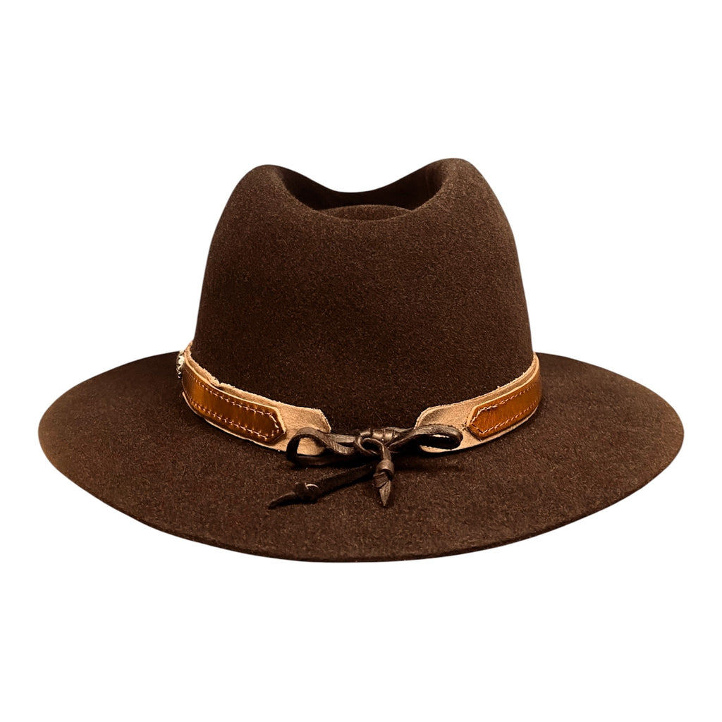 Hatson Chestnut – Rabbit Felt Fedora with Brown Leather Hatband