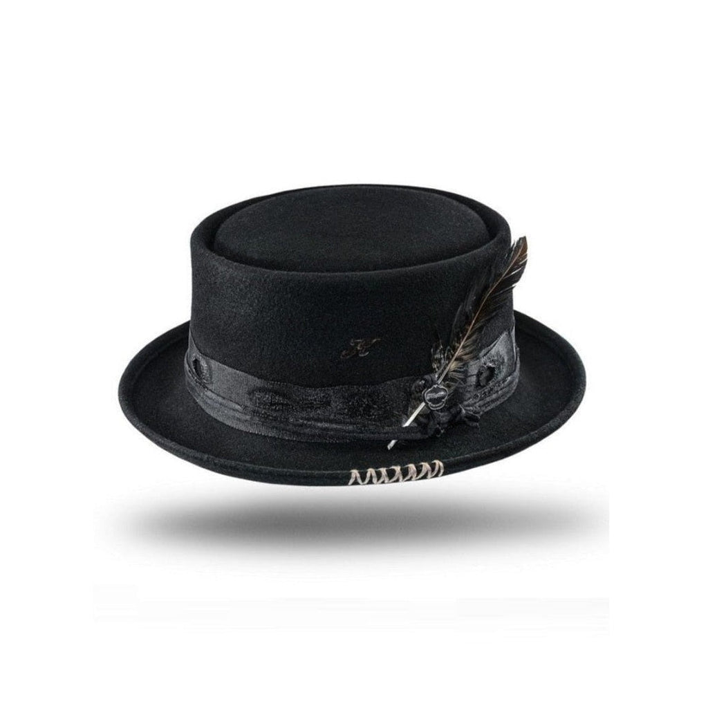 Pork Pie Felt Hat Laris – Handmade Black Wool Felt