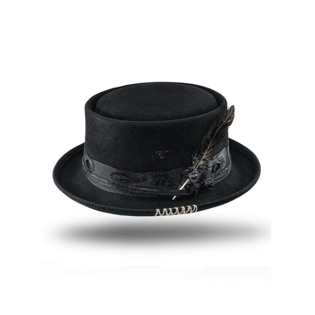 Pork Pie Felt Hat Laris – Handmade Black Wool Felt