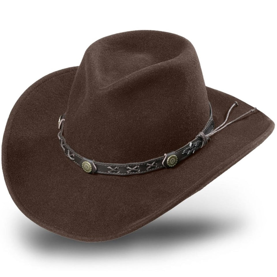 Lined Felt Hat Walker Brown - Crushable Wool Felt Western Cowboy Hat