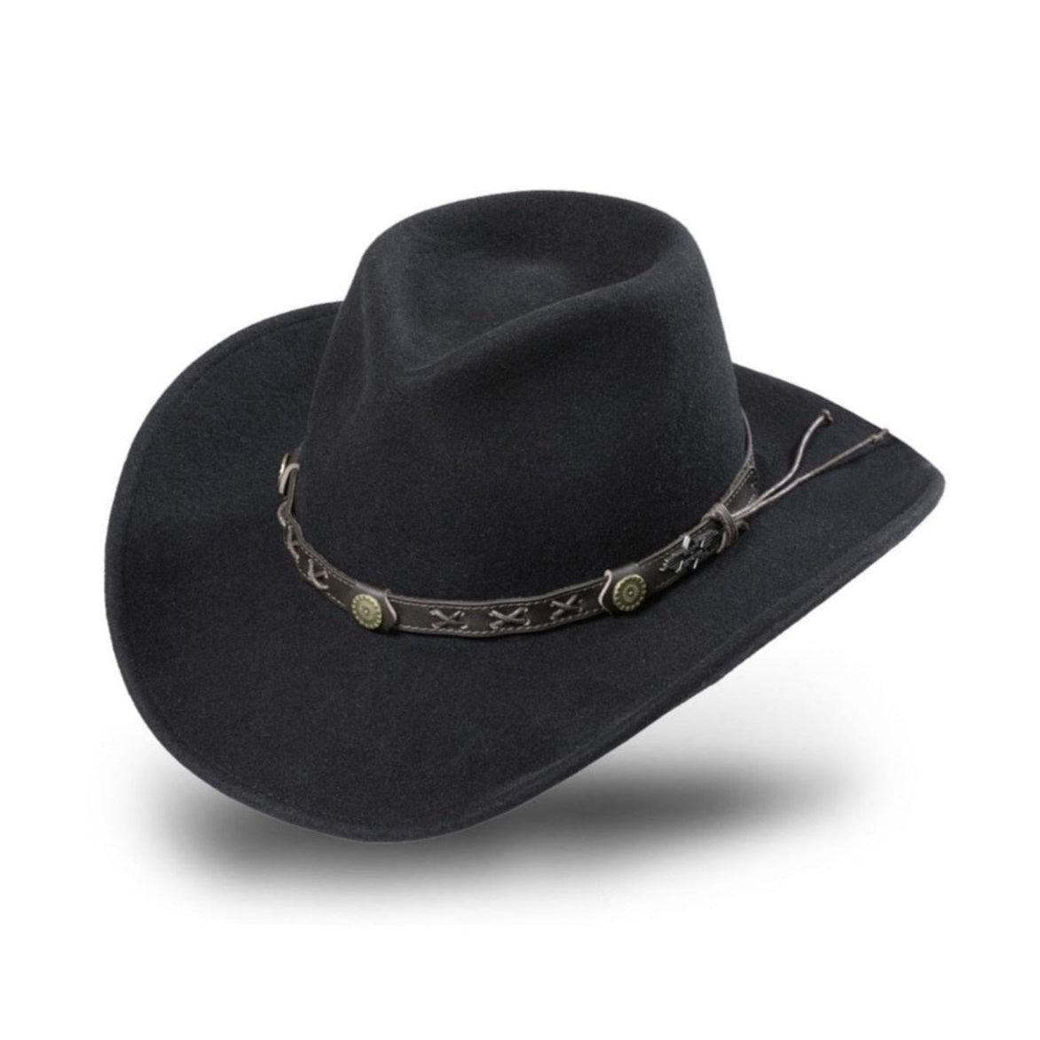 Lined Felt Hat Walker Black - Crushable Wool Felt Western Cowboy Hat