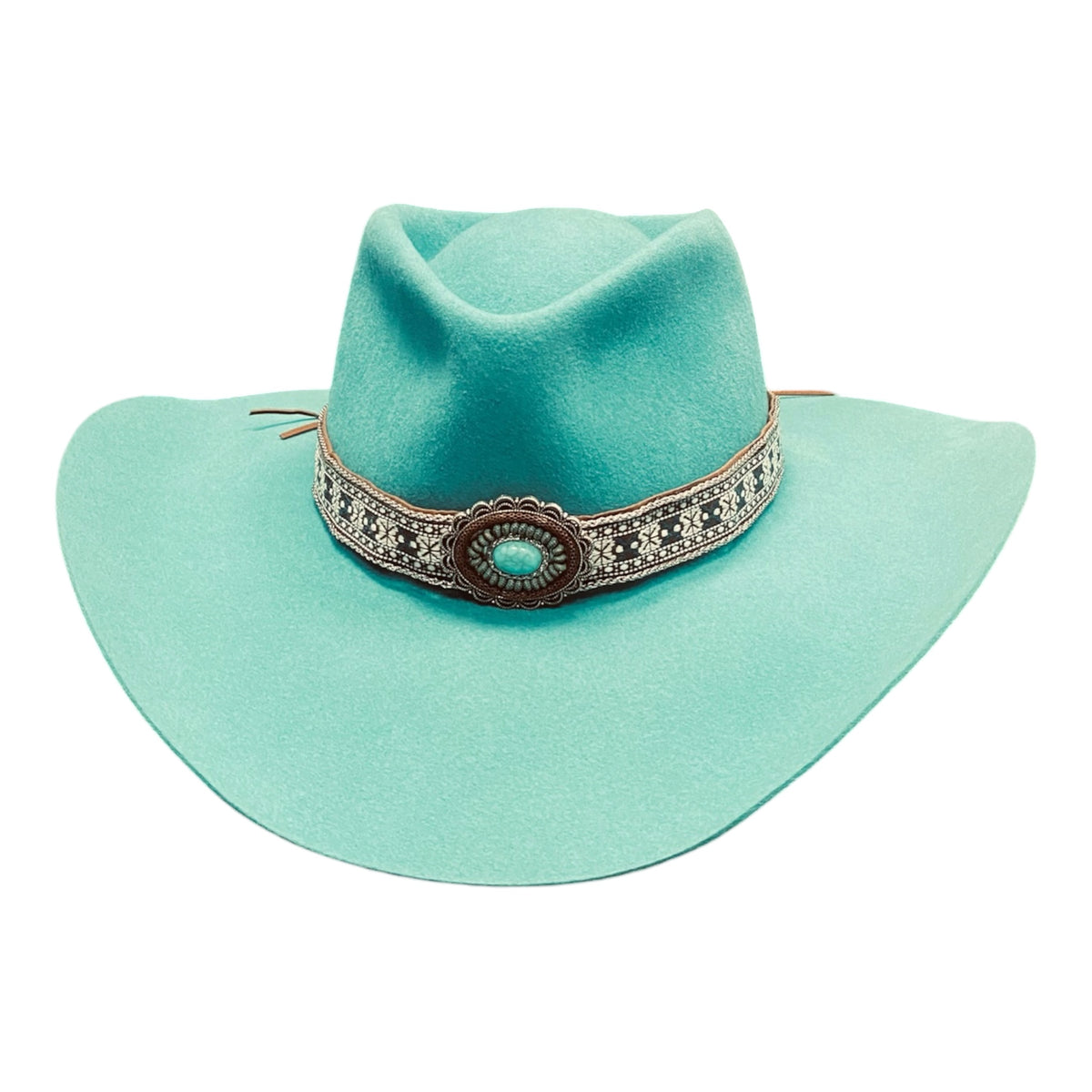 Turquoise Dream – Handmade Wide-Brim Felt Hat