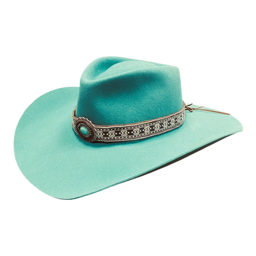 Turquoise Dream – Handmade Wide-Brim Felt Hat