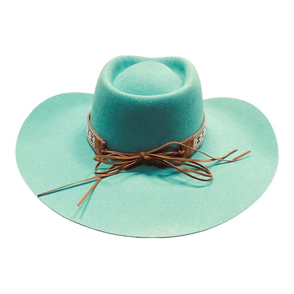 Turquoise Dream – Handmade Wide-Brim Felt Hat