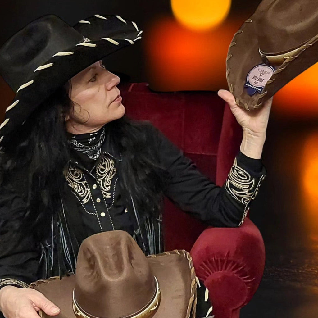 Unisex Western Hat Straight Shooter Black - Felt Cowboy Hat with Star Concho