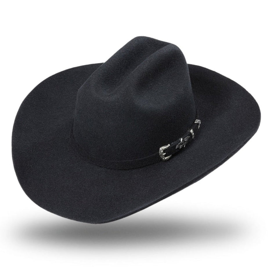 Western Cowboy felt hat Houston black - Premium Wool Cattleman Hat