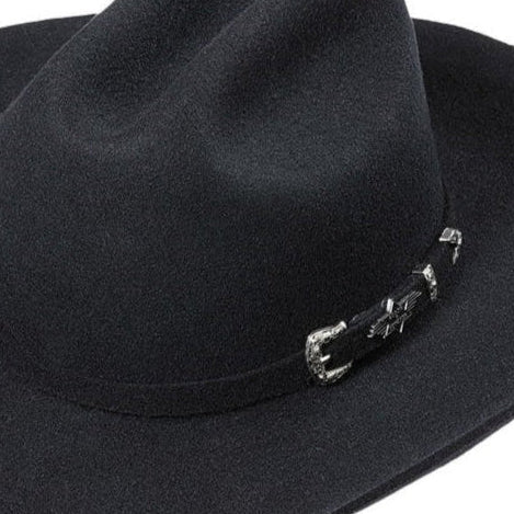 Western Cowboy felt hat Houston black - Premium Wool Cattleman Hat