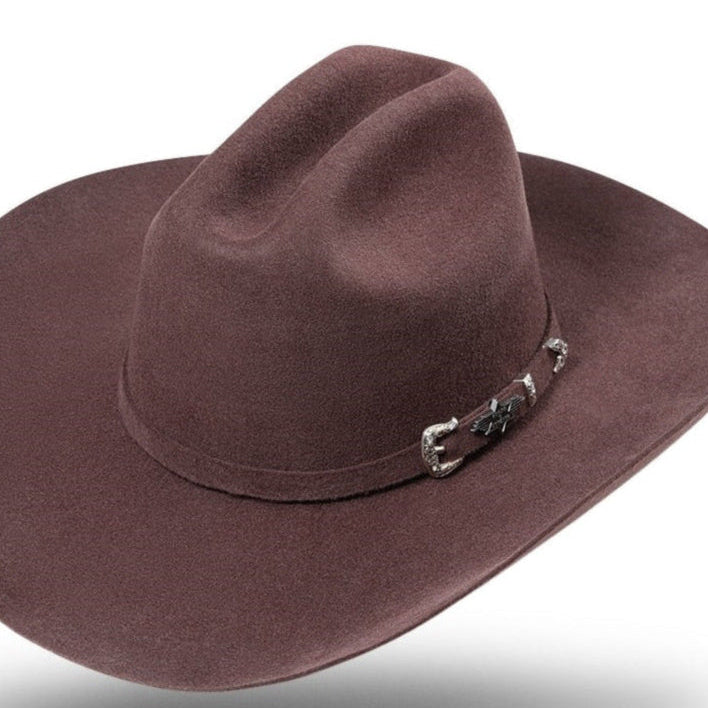 Western cowboy felt hat Houston brown - Premium Wool Cattelman Hat