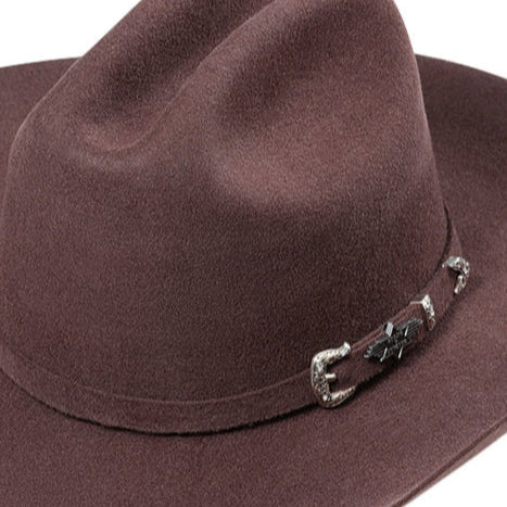 Western cowboy felt hat Houston brown - Premium Wool Cattelman Hat