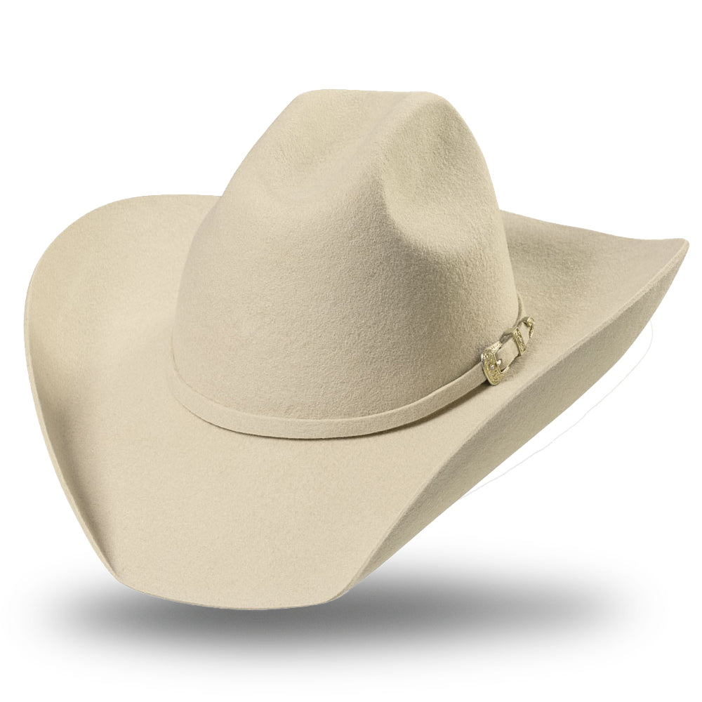 Wool Felt Western Cowboy Hat - Wyoming Bone with Rhinestone Buckle