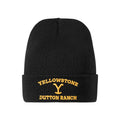 Yellowstone Dutton Ranch Beanie - Black Knit Hat with Yellow Embroidery